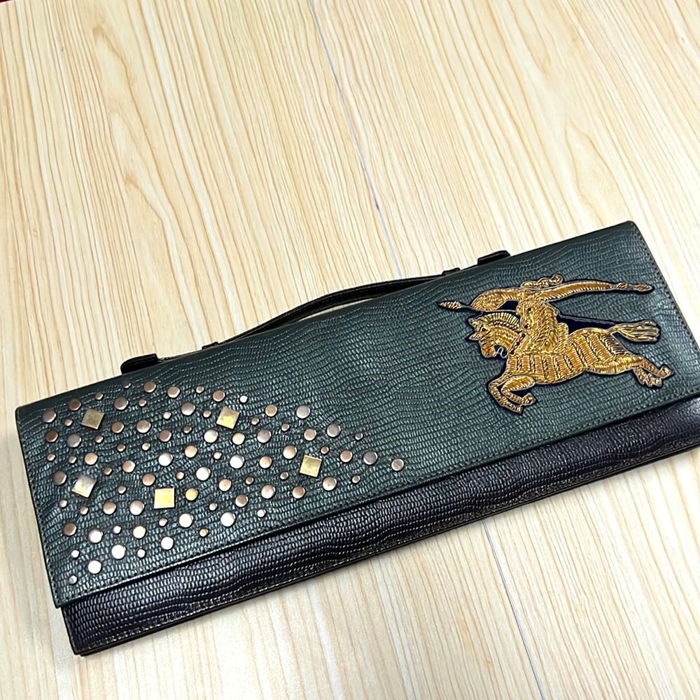 Malaga antique gold embroidered clutch